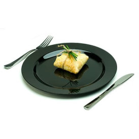 Piatto Plastica Rigida Nero 26cm (20 Pezzi)