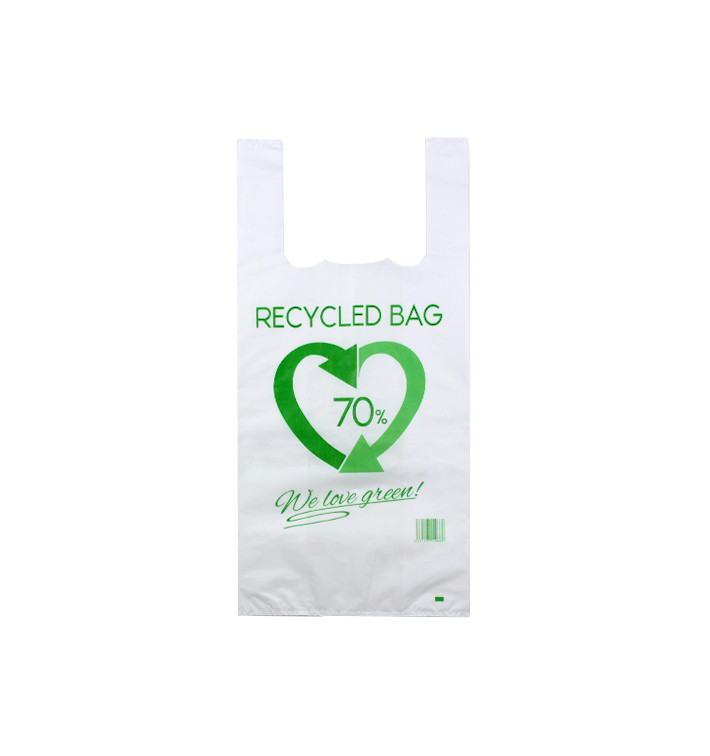 Sacchetto di Plastica Canottiera 70% Riciclato 42x53cm 50µm (800 Pezzi) Sacchetto di Plastica Canottiera 70% Riciclato 42x53cm 50µm (800 Pezzi)