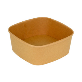 Contenitori Quadrato di Cartone Kraft 1000ml 17x17x6,5cm (50 Pezzi)