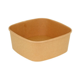Contenitori Quadrato di Cartone Kraft 1000ml 17x17x6,5cm (50 Pezzi)