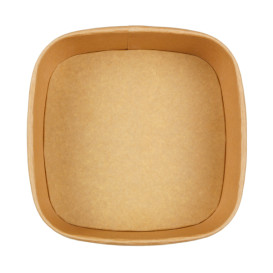 Contenitori Quadrato di Cartone Kraft 1000ml 17x17x6,5cm (50 Pezzi)