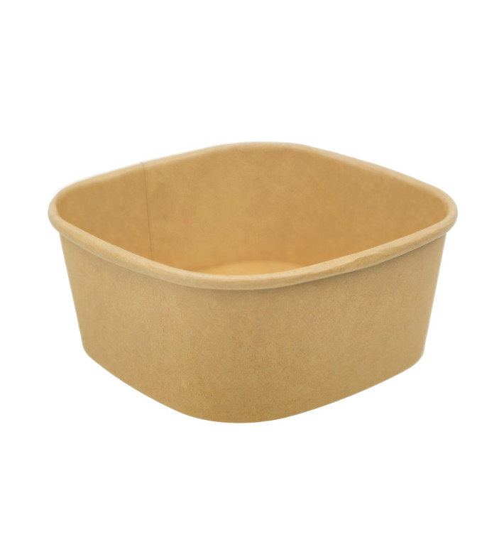 Contenitori Quadrato di Cartone Kraft 500ml 13x13x5,6cm (50 Pezzi) Contenitori Quadrato di Cartone Kraft 500ml 13x13x5,6cm (50 Pezzi)