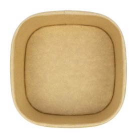 Contenitori Quadrato di Cartone Kraft 500ml 13x13x5,6cm (50 Pezzi)