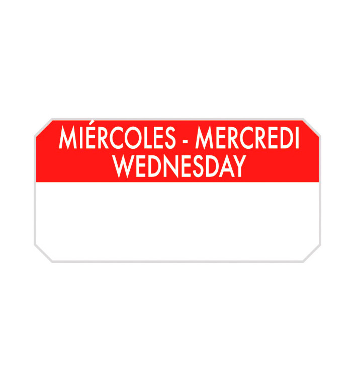 Rotolo Adesivo Rettangolare "Wednesday" 5x2,5cm (1.000 Pezzi) Rotolo Adesivo Rettangolare "Wednesday" 5x2,5cm (1.000 Pezzi)