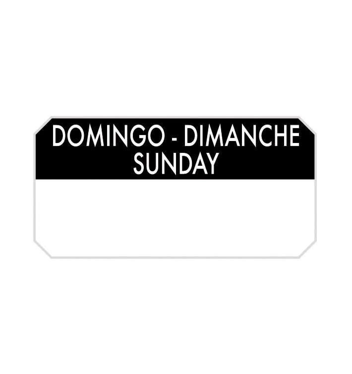 Rotolo Adesivo Rettangolare "Sunday" 5x2,5cm (1.000 Pezzi) Rotolo Adesivo Rettangolare "Sunday" 5x2,5cm (1.000 Pezzi)