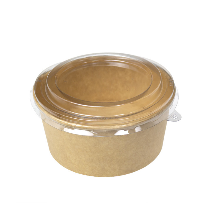 Contenitori di Cartone Kraft-Kraft con Coperchio PP 750ml (300 Pezzi) Contenitori di Cartone Kraft-Kraft con Coperchio PP 750ml (300 Pezzi)