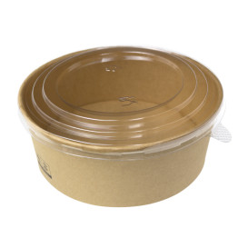 Contenitori di Cartone Kraft-Kraft con Coperchio PP 1000ml (100 Pezzi)