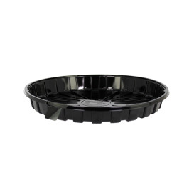 Contenitore di Plastica per Torta APET Nero Ø18cm (10 Pezzi)