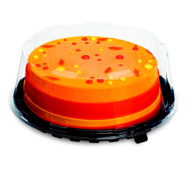 Contenitore di Plastica per Torta APET Nero Ø24cm (160 Pezzi)