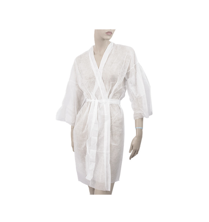 Kimono in TNT PP con Cintura e Tasca Bianco XL (10 Pezzi) Kimono in TNT PP con Cintura e Tasca Bianco XL (10 Pezzi)