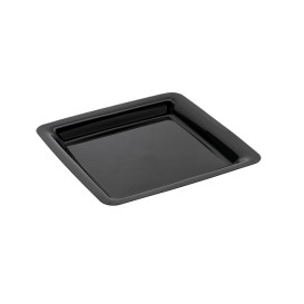 Piatto Plastica Rigida Quadrato Nero 18x18cm (20 Pezzi)