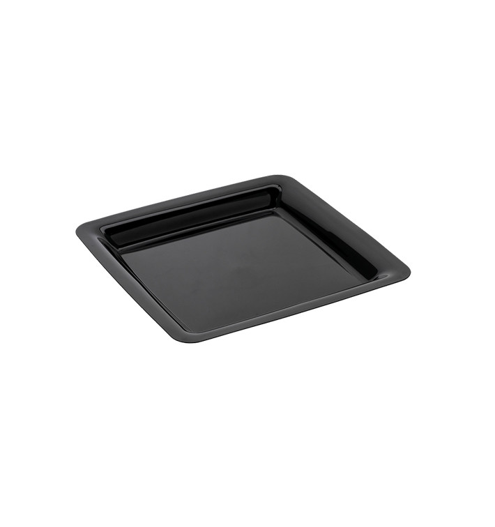 Piatto Plastica Rigida Quadrato Nero 18x18cm (20 Pezzi)