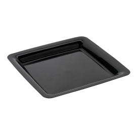 Piatto Plastica Rigida Quadrato Nero 22,5x22,5cm (200 Pezzi)