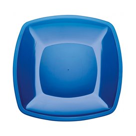 Piatto Plastica Piano Blu Trasp. Square PS 300mm (12 Pezzi)
