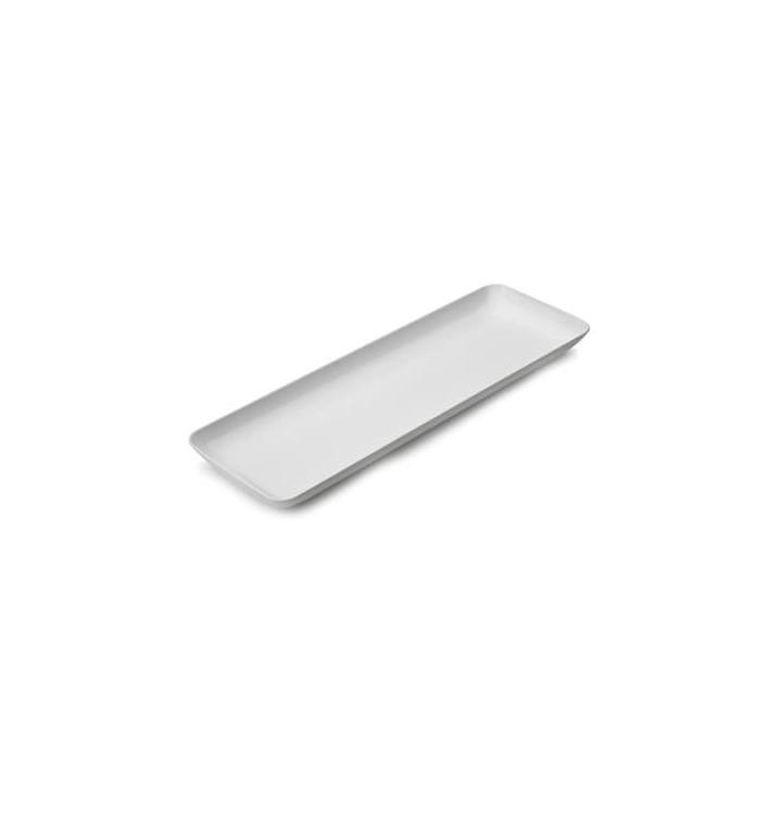 Vassoio Plastica Rettangolare Degustazione Bianco 6x19 cm 