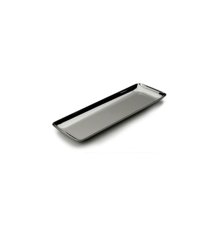 Vassoio Plastica Rettangolare Degustazione Argento 6x19 cm Vassoio Plastica Rettangolare Degustazione Argento 6x19 cm
