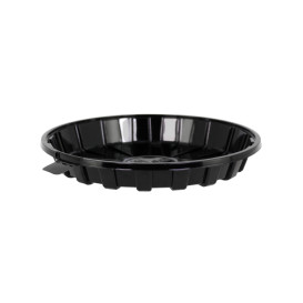 Contenitore di Plastica per Torta APET Nero Ø16cm (10 Pezzi)