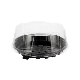 Contenitore di Plastica per Torta APET Nero Ø16cm (10 Pezzi)