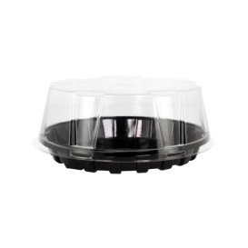 Contenitore di Plastica per Torta APET Nero Ø16cm (10 Pezzi)