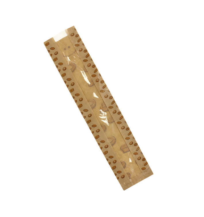 Sacchetto di Carta Kraft Finestra "Panes" 14+7x55cm (125 Pezzi) Sacchetto di Carta Kraft Finestra "Panes" 14+7x55cm (125 Pezzi)