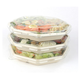 Contenitori Canna da Zucchero Ottagonale e Coperchio di 830 ml 23x23cm (90 Pezzi)