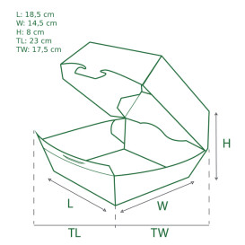 Scatola Kraft per Hamburger Gigante 23x17,5x8cm (175 Pezzi)