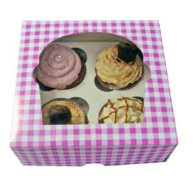 Scatola 4 Cupcakes con Inserto 17,3x16,5x7,5cm Rosa (140 Pezzi)