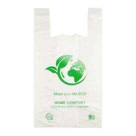Sacchetto di Plastica Canottiera 100% Biodegradabile 40x50cm (100 Pezzi)