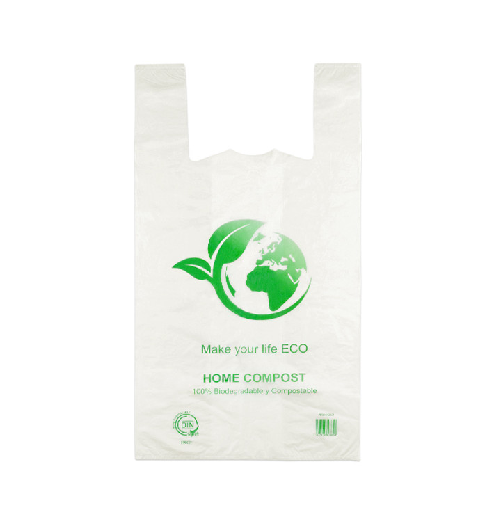 Sacchetto di Plastica Canottiera 100% Biodegradabile 40x50cm (100 Pezzi) Sacchetto di Plastica Canottiera 100% Biodegradabile 40x50cm (100 Pezzi)