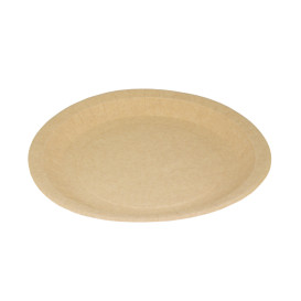 Piatto di Carta Tondo Anti-grasso Kraft Ø22cm 195g/m² (450 Pezzi)