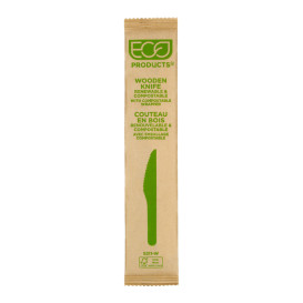 Coltello di Legno Usa e Getta Imbustate 16,5cm (500 Pezzi)