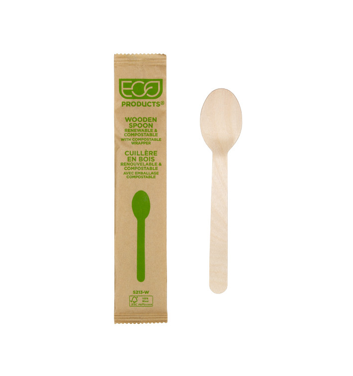 Cucchiaio di Legno Usa e Getta Imbustate 16cm (500 Pezzi) Cucchiaio di Legno Usa e Getta Imbustate 16cm (500 Pezzi)