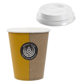 Bicchiere di Carta 6Oz/180ml "Specialty"+ Coperchio con Foro Ø7,0cm (1000 Pezzi)