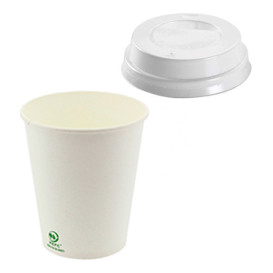 Bicchiere di Carta 6Oz/180ml + Coperchio Buco Ø7,0cm (1000 Pezzi)