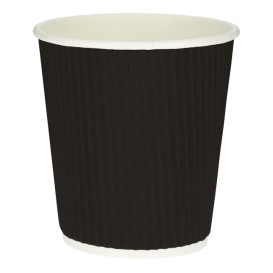 Bicchiere Carta 8 Oz/250ml "Parete Doppia" Nero Ø8cm (25 Pezzi)