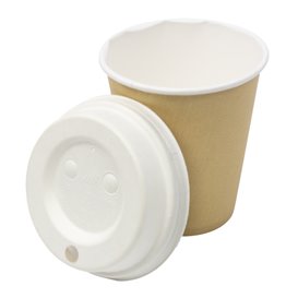 Coperchio con Foro in Fibra di Cellulosa Modellata Bianco Ø8cm (1.800 Pezzi)
