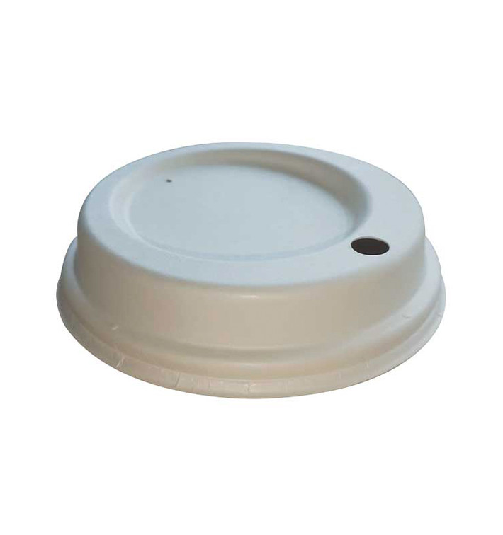 Coperchio con Foro in Fibra di Cellulosa Modellata Bianco Ø9cm (1.200 Pezzi) Coperchio con Foro in Fibra di Cellulosa Modellata Bianco Ø9cm (1.200 Pezzi)