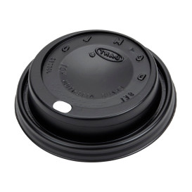 Coperchio con Foro per Bicchiere 8 Oz/240ml Nero Ø8,1cm (1000 Pezzi)