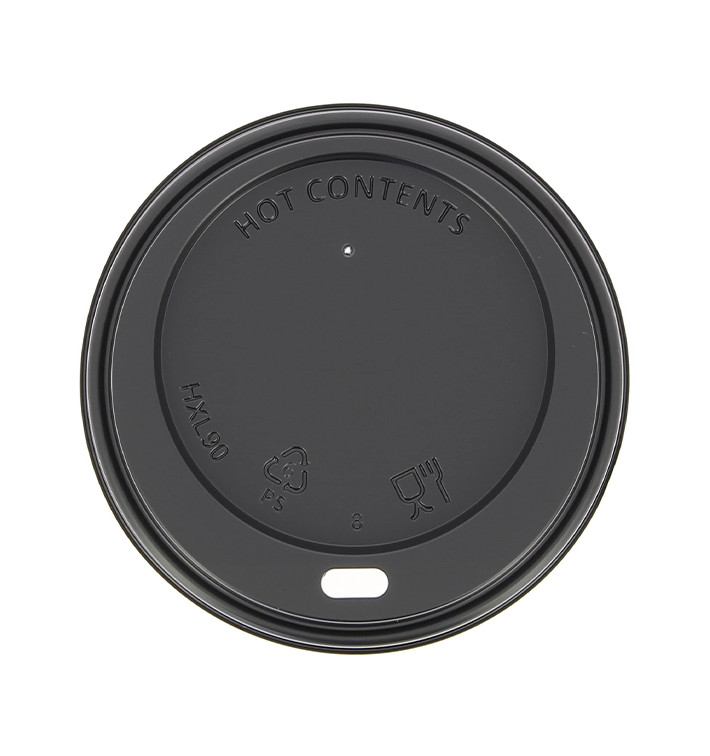 Coperchio Nero con Foro per Bicchiere di Carta 12, 16 y 22 Oz Ø9,0cm (1000 Pezzi) Coperchio Nero con Foro per Bicchiere di Carta 12, 16 y 22 Oz Ø9,0cm (1000 Pezzi)
