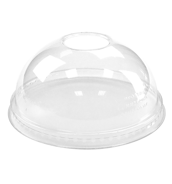 Coperchio Cupola Buco PLA Bicchiere 265,355,590ml (100 Pezzi) Coperchio Cupola Buco PLA Bicchiere 265,355,590ml (100 Pezzi)