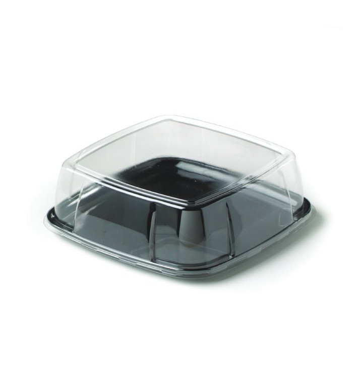 Vassoio Quadrato Rigido Nero con Coperchio 27x27cm (25 Pezzi) Vassoio Quadrato Rigido Nero con Coperchio 27x27cm (25 Pezzi)