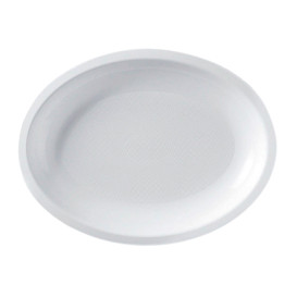 Vassoio Plastica Ovale Bianco Round PP 255x190mm (600 Pezzi)