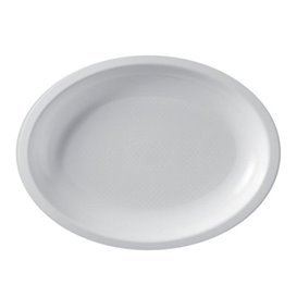 Vassoio Plastica Ovale Bianco Round PP 315x220mm (25 Pezzi)