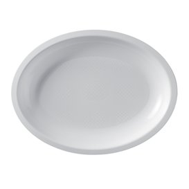 Vassoio Plastica Ovale Bianco Round PP 255x190mm (50 Pezzi)