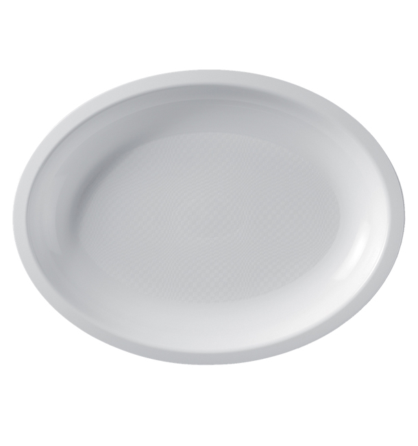 Vassoio Plastica Ovale Bianco Round PP 255x190mm (50 Pezzi)