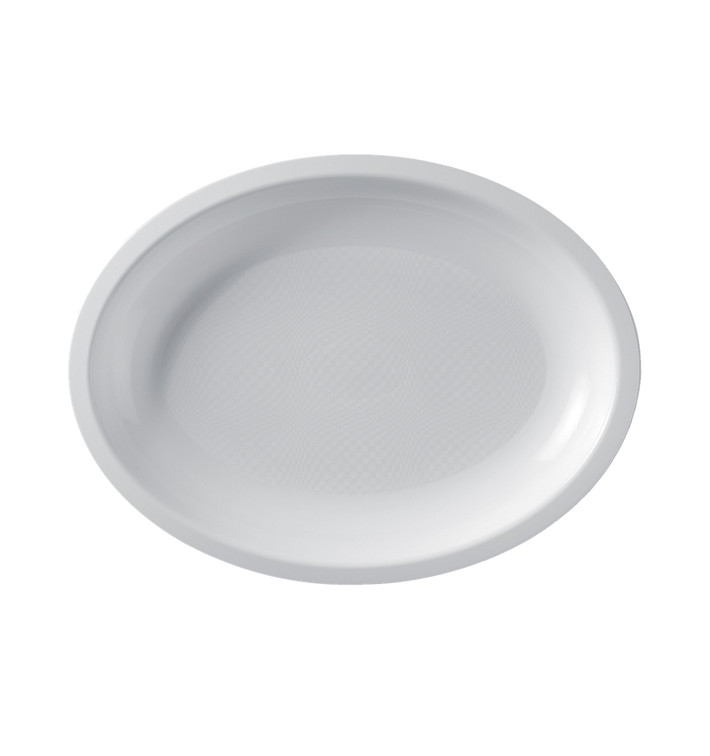 Vassoio Plastica Ovale Bianco Round PP 255x190mm (50 Pezzi)