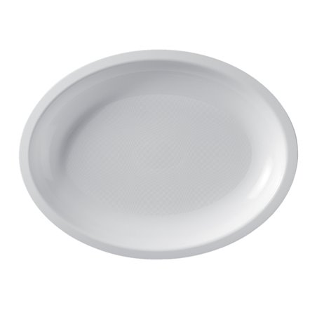 Vassoio Duro Riutilizzabile Ovale Bianco “Round” PP 25,5x19cm (50 Pezzi)