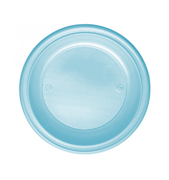 Piatto di Plastica PS Fondo Azzurro Ø220mm (600 Pezzi) Piatto di Plastica PS Fondo Azzurro Ø220mm (600 Pezzi)