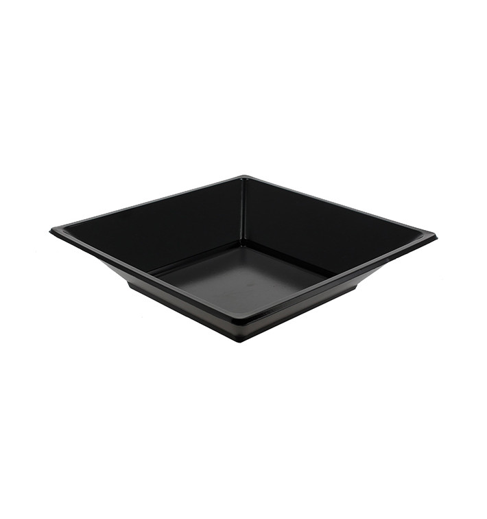 Piatto Plastica Fondo Quadrato Nero 170mm (6 Pezzi)