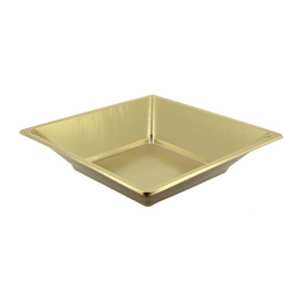 Piatto Plastica Fondo Quadrato Oro 180mm (5 Pezzi)